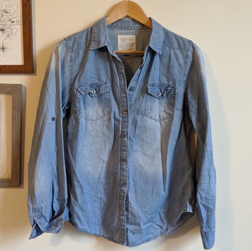 Perfect Chambray Button Down Shirt - image 3